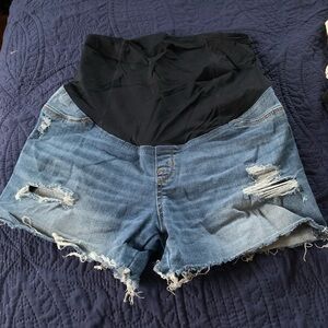 Isabel Maternity by Ingrid & Isabel Blue Distressed Jean Shorts